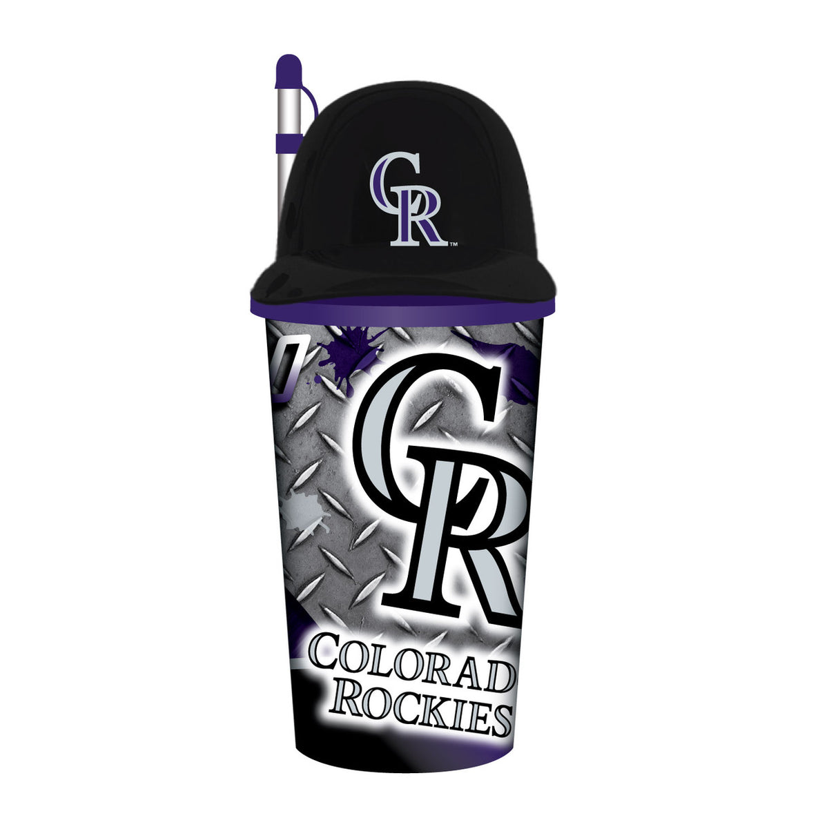 Mojo Licensing Colorado Rockies 32oz Plastic Helmet Cup with Straw - Special Order Fan Gear MLB Colorado Rockies