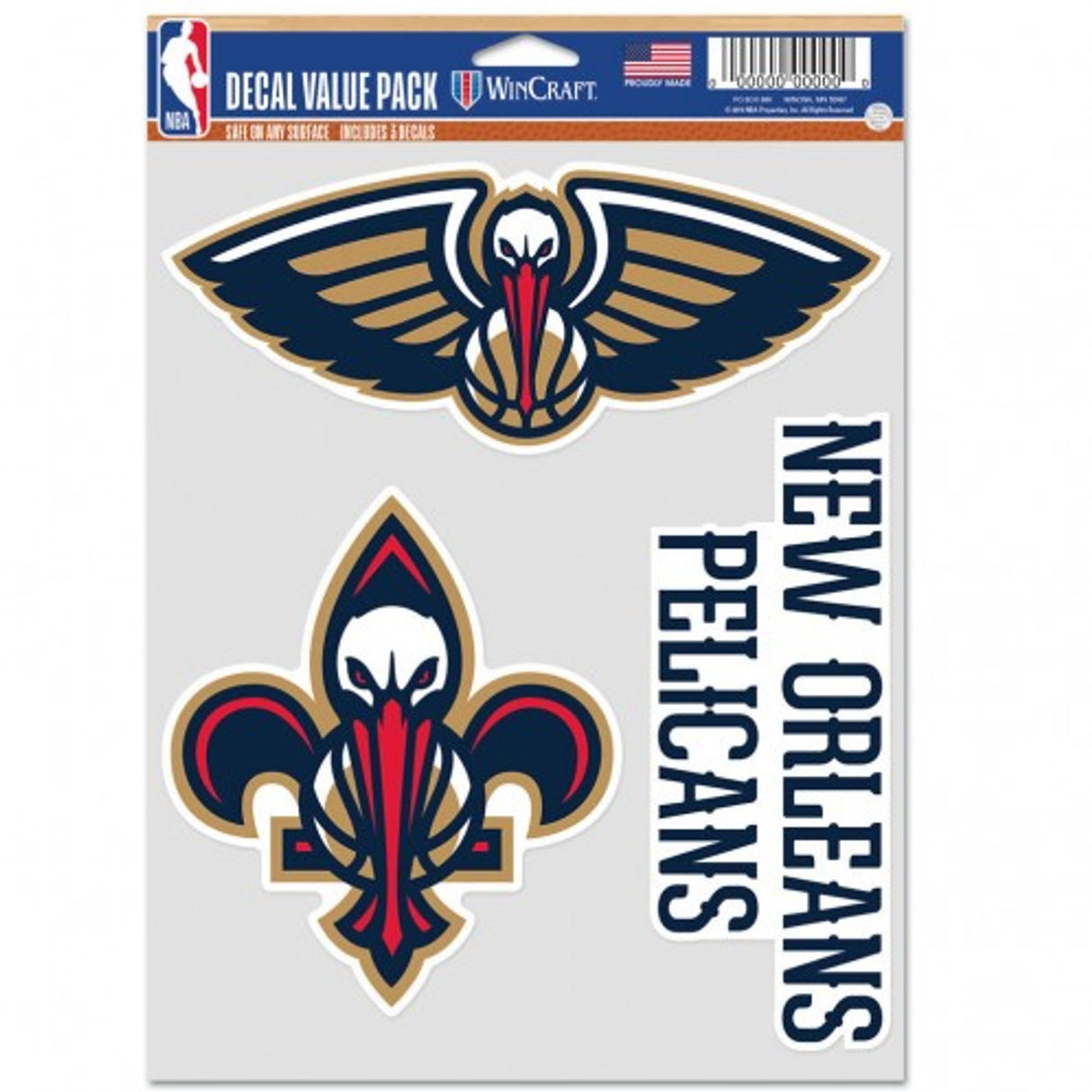 Wincraft New Orleans Pelicans Multi Use Fan 3 Pack Decal Fan Gear NBA New Orleans Pelicans