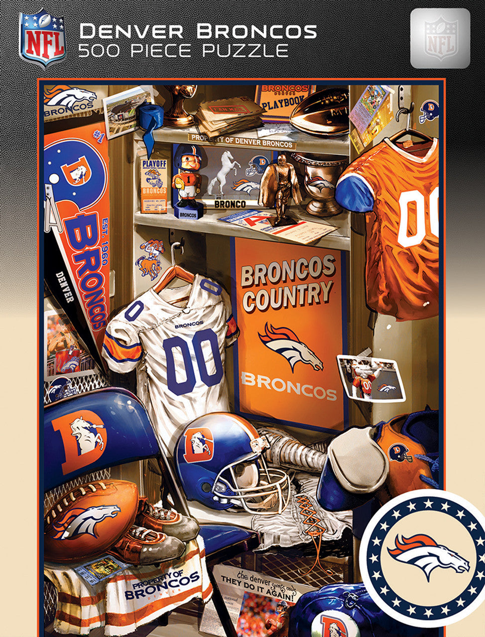Masterpieces Puzzle Company Denver Broncos Locker Room 500 Piece Puzzle Fan Gear NFL Denver Broncos