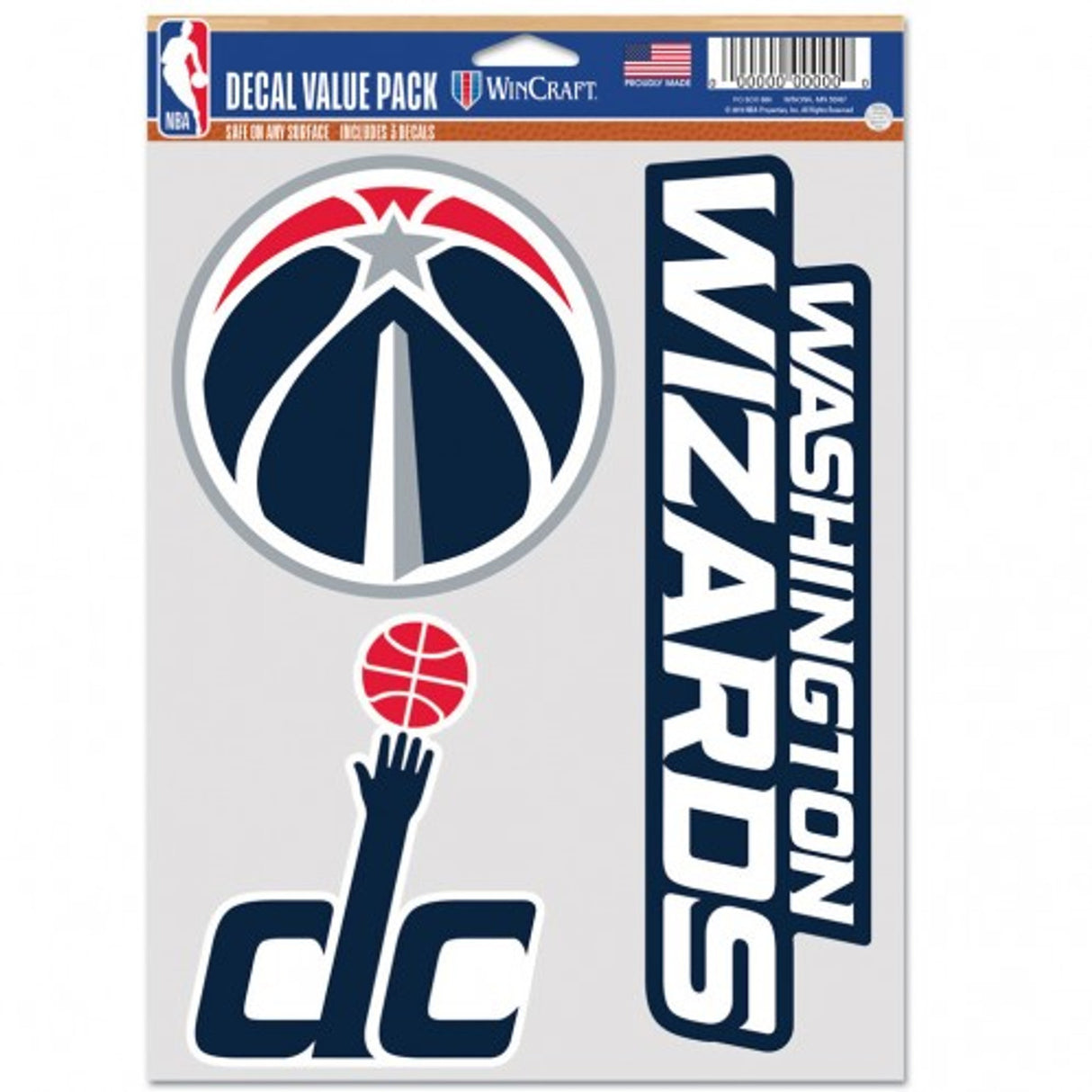Wincraft Washington Wizards Multi Use Fan 3 Pack Decal Fan Gear NBA Washington Wizards