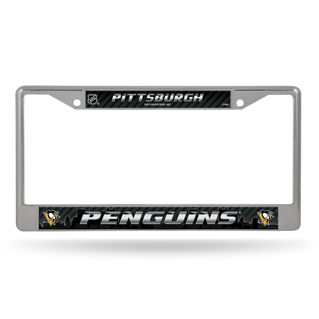 Rico Industries Pittsburgh Penguins Chrome Printed Insert License Plate Frame Fan Gear NHL Pittsburgh Penguins