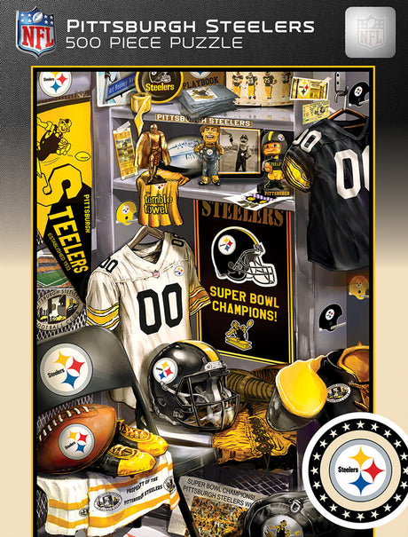 Masterpieces Puzzle Company Pittsburgh Steelers Locker Room 500 Piece Puzzle Fan Gear NFL Pittsburgh Steelers