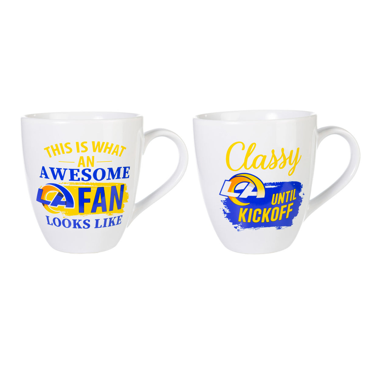Evergreen Enterprises Los Angeles Rams 2 Piece 17oz Ceramic Coffee Mug Set with Gift Box Fan Gear NFL Los Angeles Rams