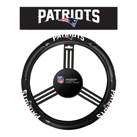Fremont Die New England Patriots Massage Grip Style Steering Wheel Cover Fan Gear NFL New England Patriots