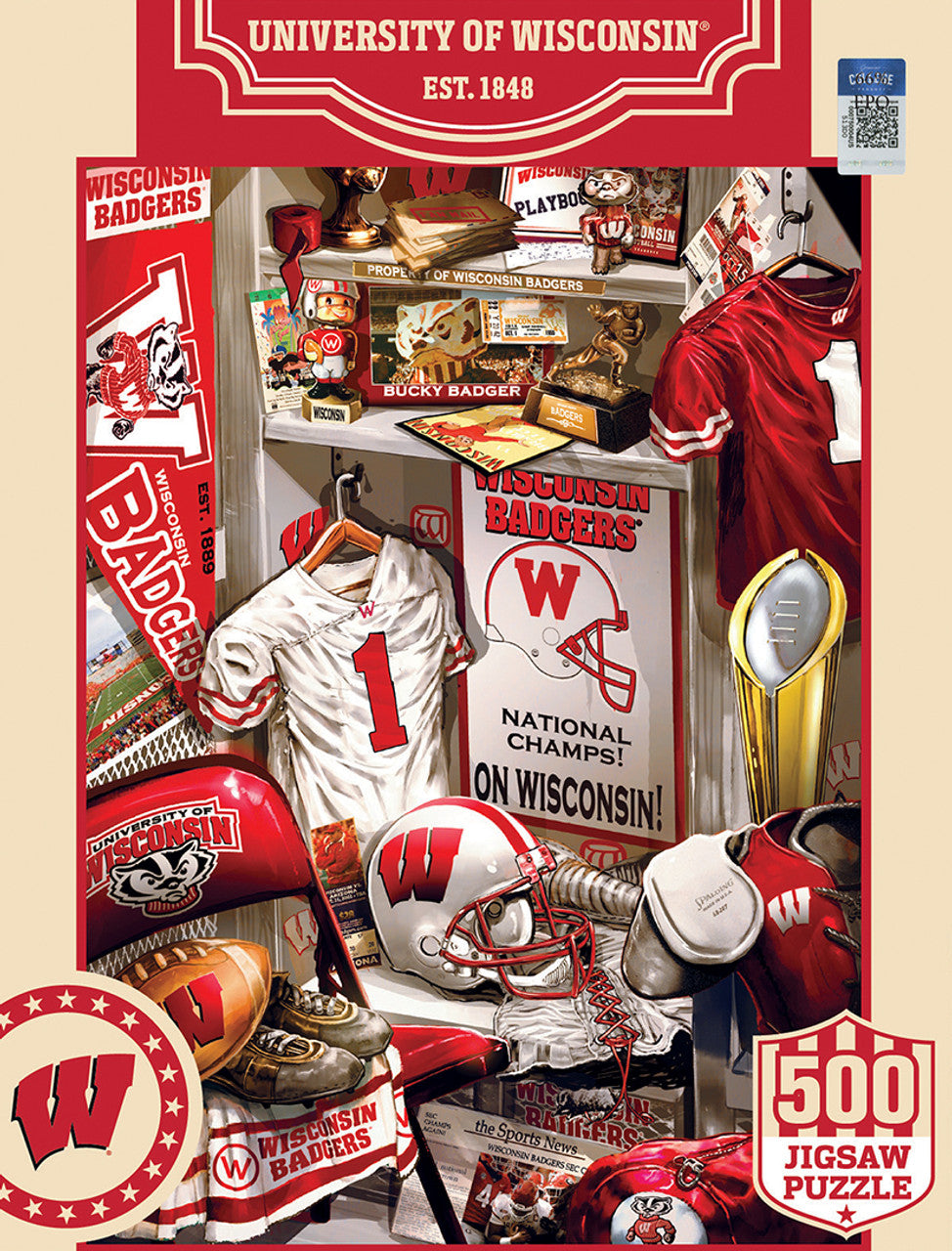 Masterpieces Puzzle Company Wisconsin Badgers Locker Room 500 Piece Puzzle Fan Gear NFL Wisconsin Badgers