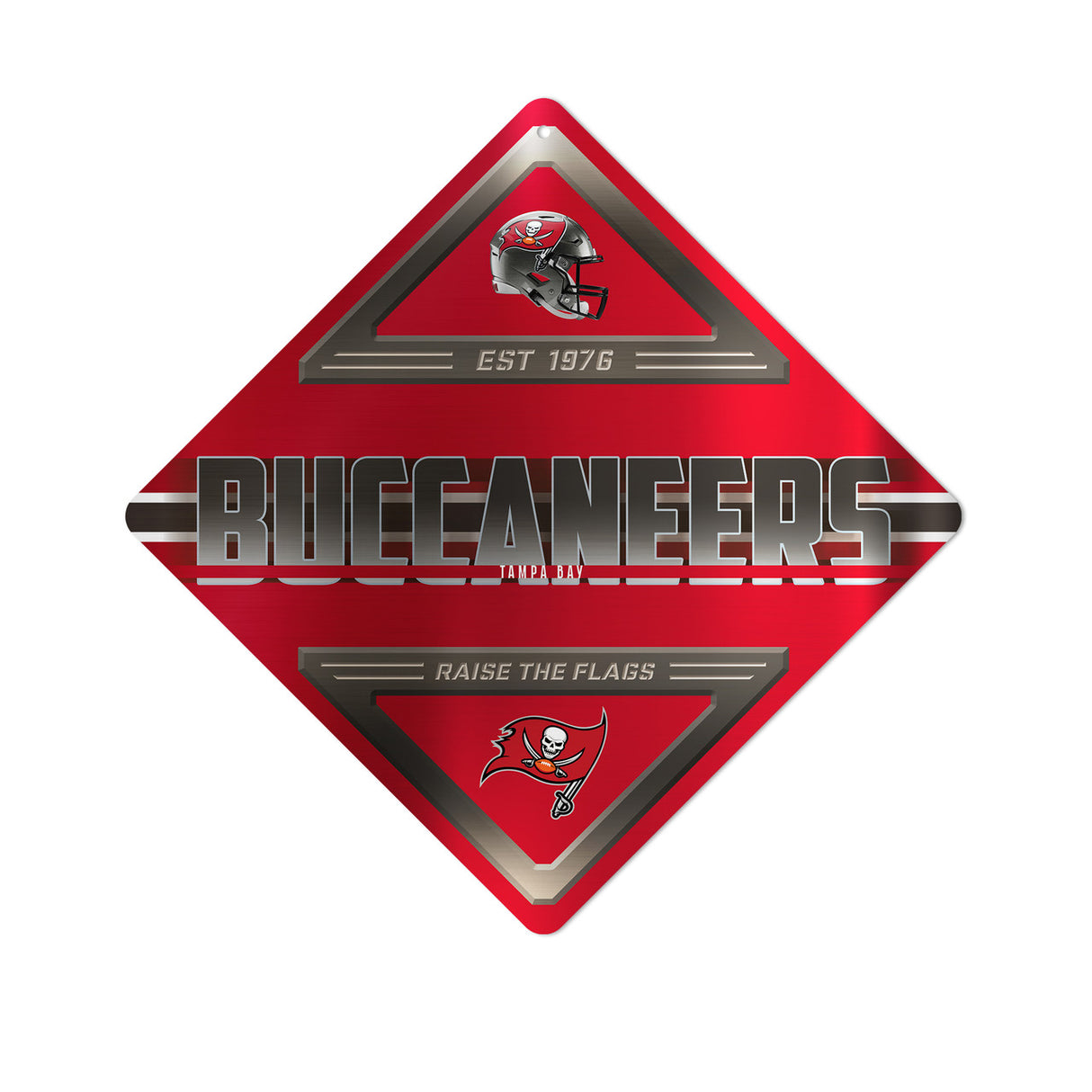 Rico Industries Tampa Bay Buccaneers Metal Diamond Shape Sign Fan Gear NFL Tampa Bay Buccaneers