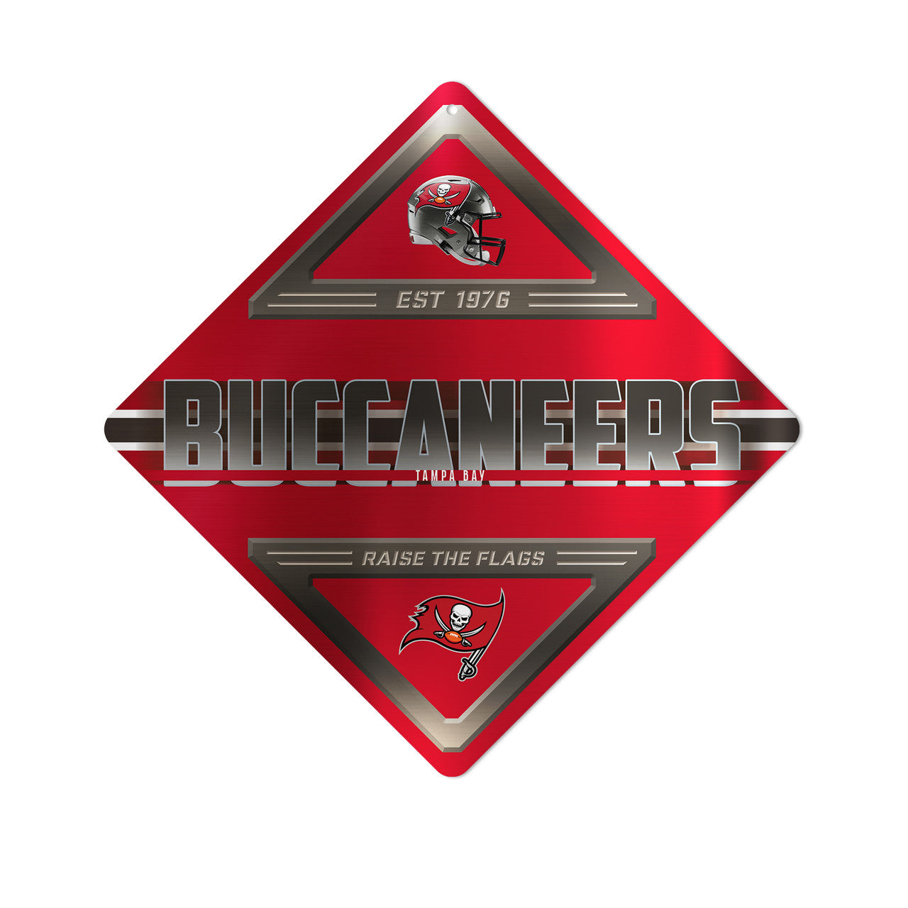 Rico Industries Tampa Bay Buccaneers Metal Diamond Shape Sign Fan Gear NFL Tampa Bay Buccaneers