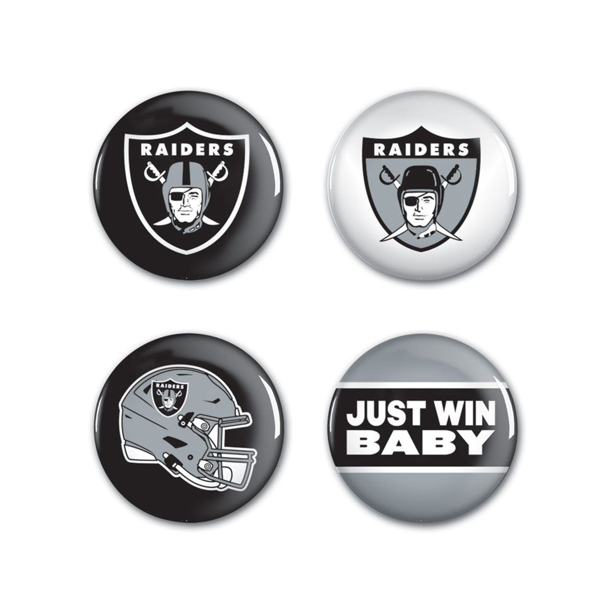 Wincraft Las Vegas Raiders 4 Pack Buttons Fan Gear NFL Las Vegas Raiders