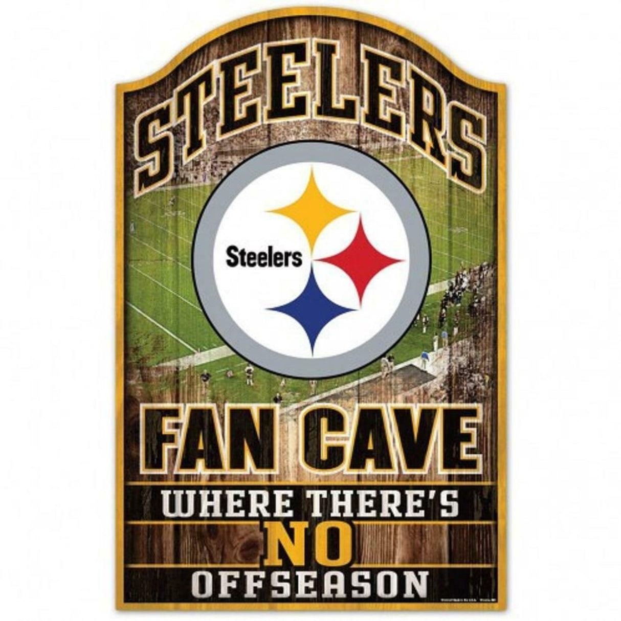Wincraft Pittsburgh Steelers Fan Cave Design Wood Sign 11"x17" Fan Gear NFL Pittsburgh Steelers