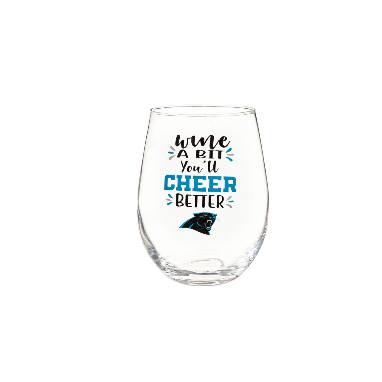 Evergreen Enterprises Carolina Panthers 17oz Stemless Wine Glass Fan Gear NFL Carolina Panthers