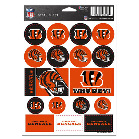 Wincraft Cincinnati Bengals Vinyl Decal Sheet 5x7 Fan Gear NFL Cincinnati Bengals