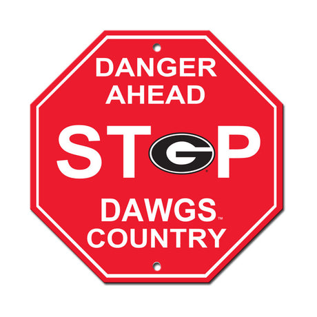 Fremont Die Georgia Bulldogs Plastic Stop Style Sign 12x12 Fan Gear NCAA Georgia Bulldogs
