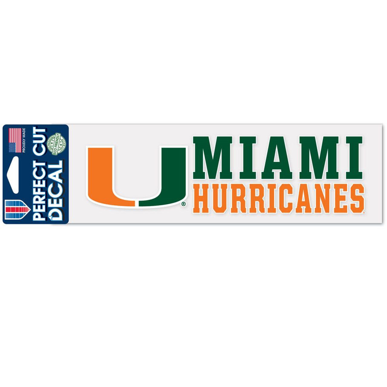 Wincraft Miami Hurricanes Color Perfect Cut Decal 3x10 Fan Gear NCAA Miami Hurricanes