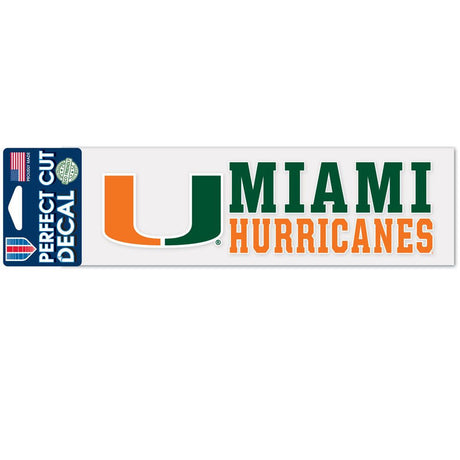 Wincraft Miami Hurricanes Color Perfect Cut Decal 3x10 Fan Gear NCAA Miami Hurricanes