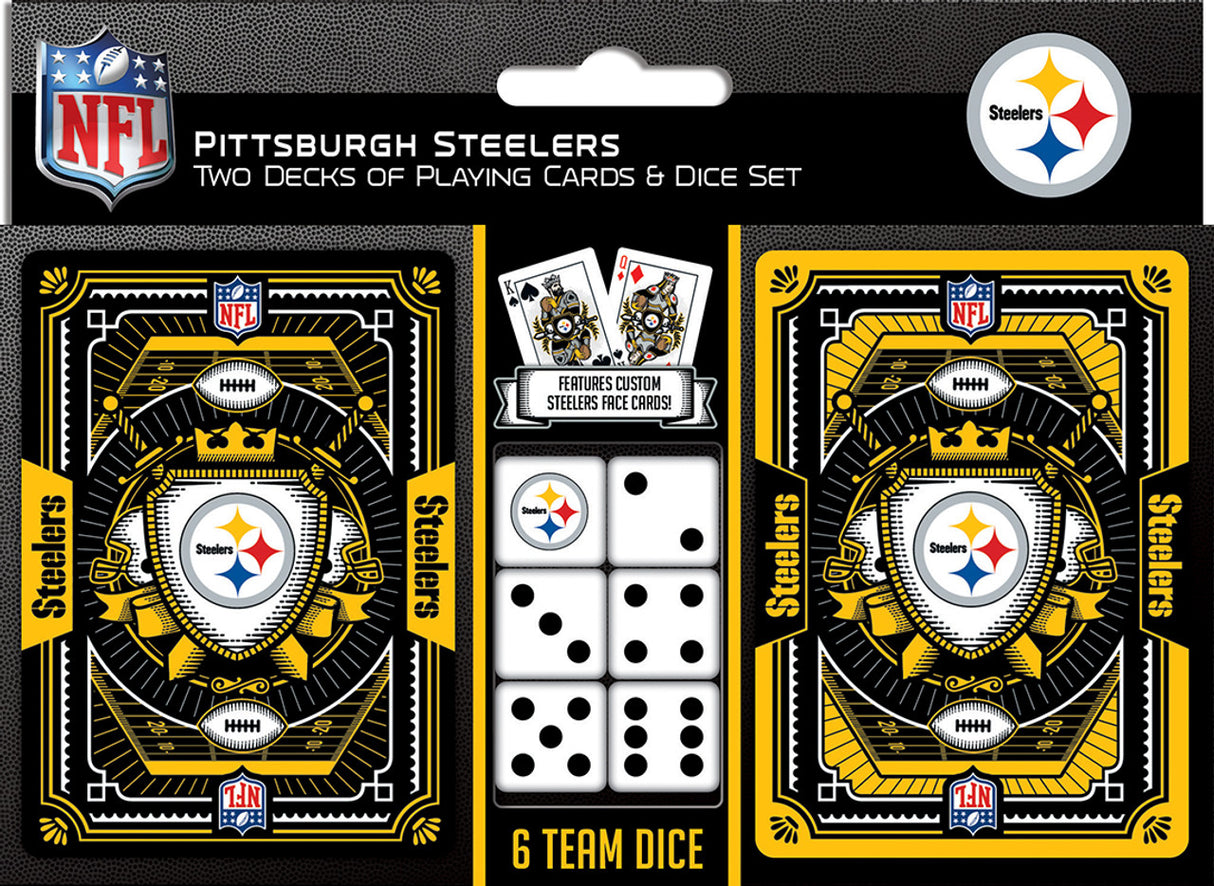 Masterpieces Puzzle Company Pittsburgh Steelers Playing Cards and Dice Set Fan Gear NFL Pittsburgh Steelers
