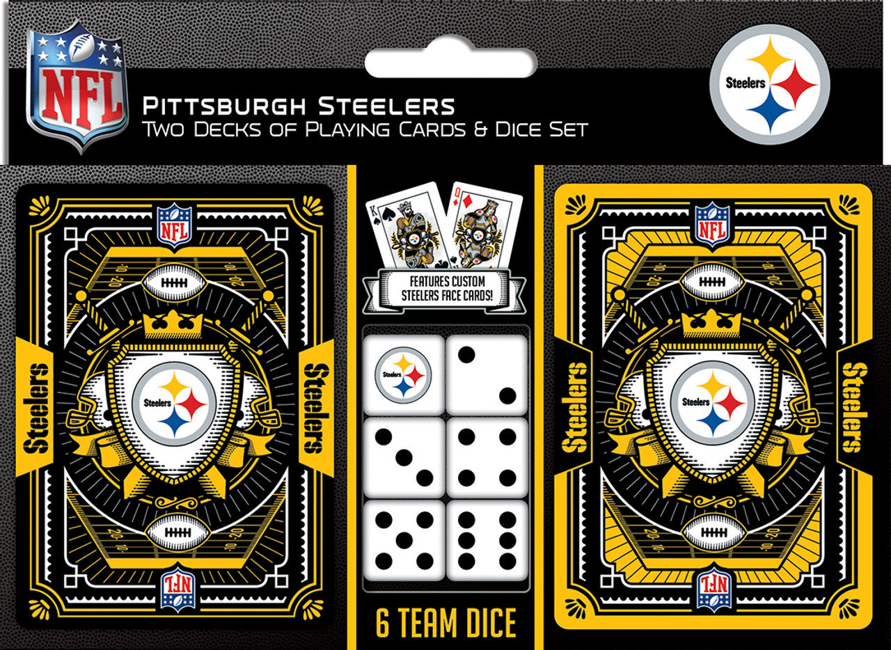 Masterpieces Puzzle Company Pittsburgh Steelers Playing Cards and Dice Set Fan Gear NFL Pittsburgh Steelers