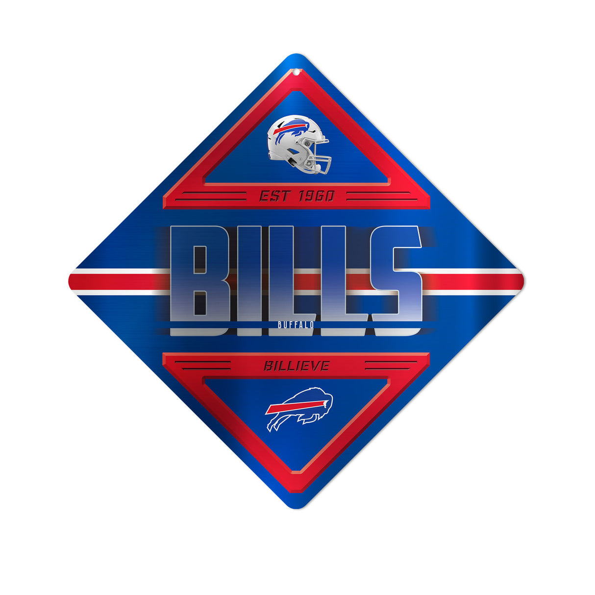 Rico Industries Buffalo Bills Diamond Shape Metal Sign Fan Gear NFL Buffalo Bills