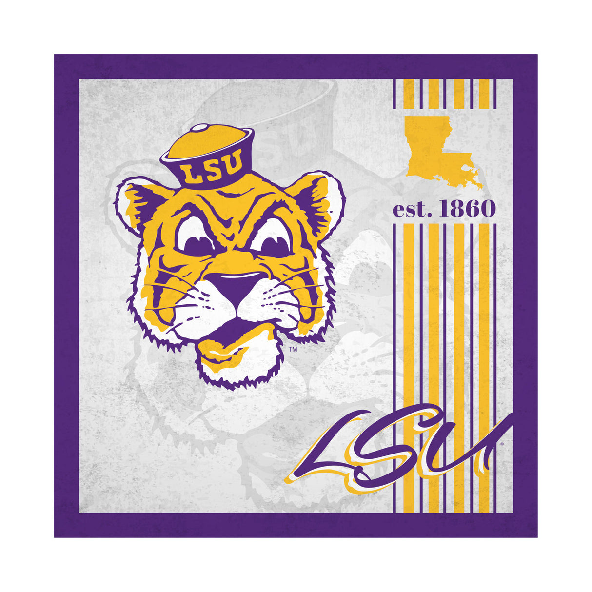 Fan Creations LSU Tigers Album Design Wood Sign 10x10 Fan Gear NCAA LSU Tigers