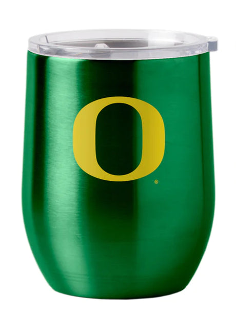 Logo Brands Oregon Ducks 16oz Stainless Steel Curved Travel Tumbler Fan Gear NCAA Oregon Ducks