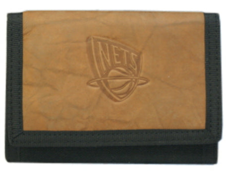 Rico Industries New Jersey Nets Leather/Nylon Embossed Tri-Fold Wallet Fan Gear NBA Brooklyn Nets