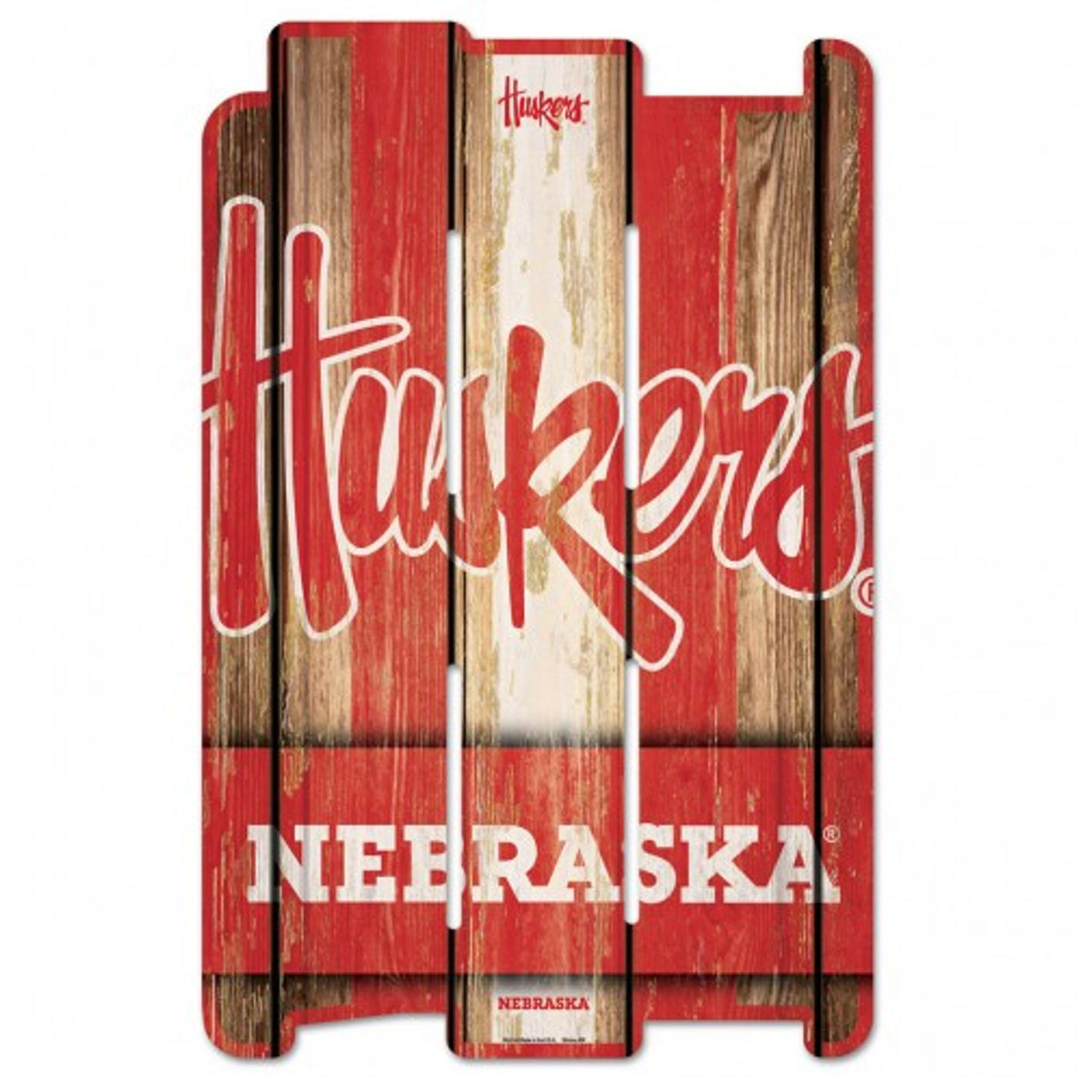 Wincraft Nebraska Cornhuskers Fence Style Wood Sign 11x17 Fan Gear NCAA Nebraska Cornhuskers