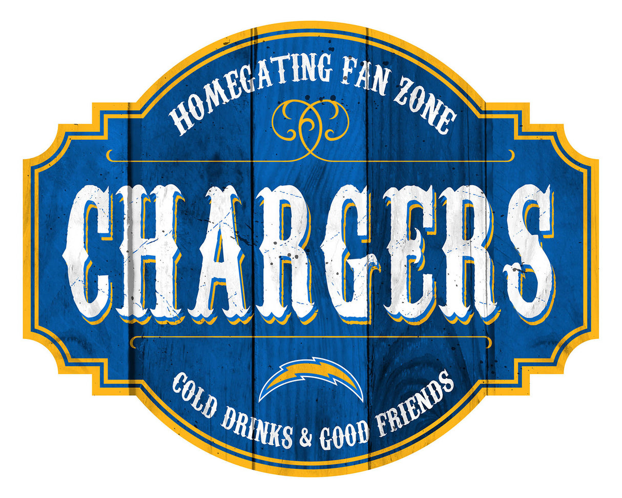 Fan Creations Los Angeles Chargers 12 Inch Homegating Tavern Wood Sign Fan Gear NFL Los Angeles Chargers