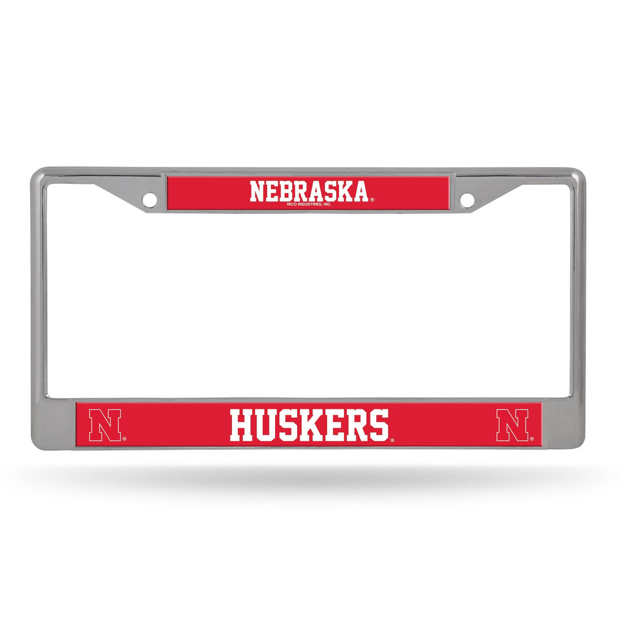 Rico Industries Nebraska Cornhuskers Chrome Printed Insert License Plate Frame Fan Gear NCAA Nebraska Cornhuskers