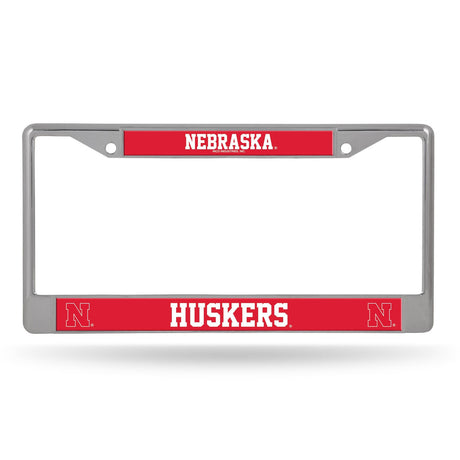 Rico Industries Nebraska Cornhuskers Chrome Printed Insert License Plate Frame Fan Gear NCAA Nebraska Cornhuskers
