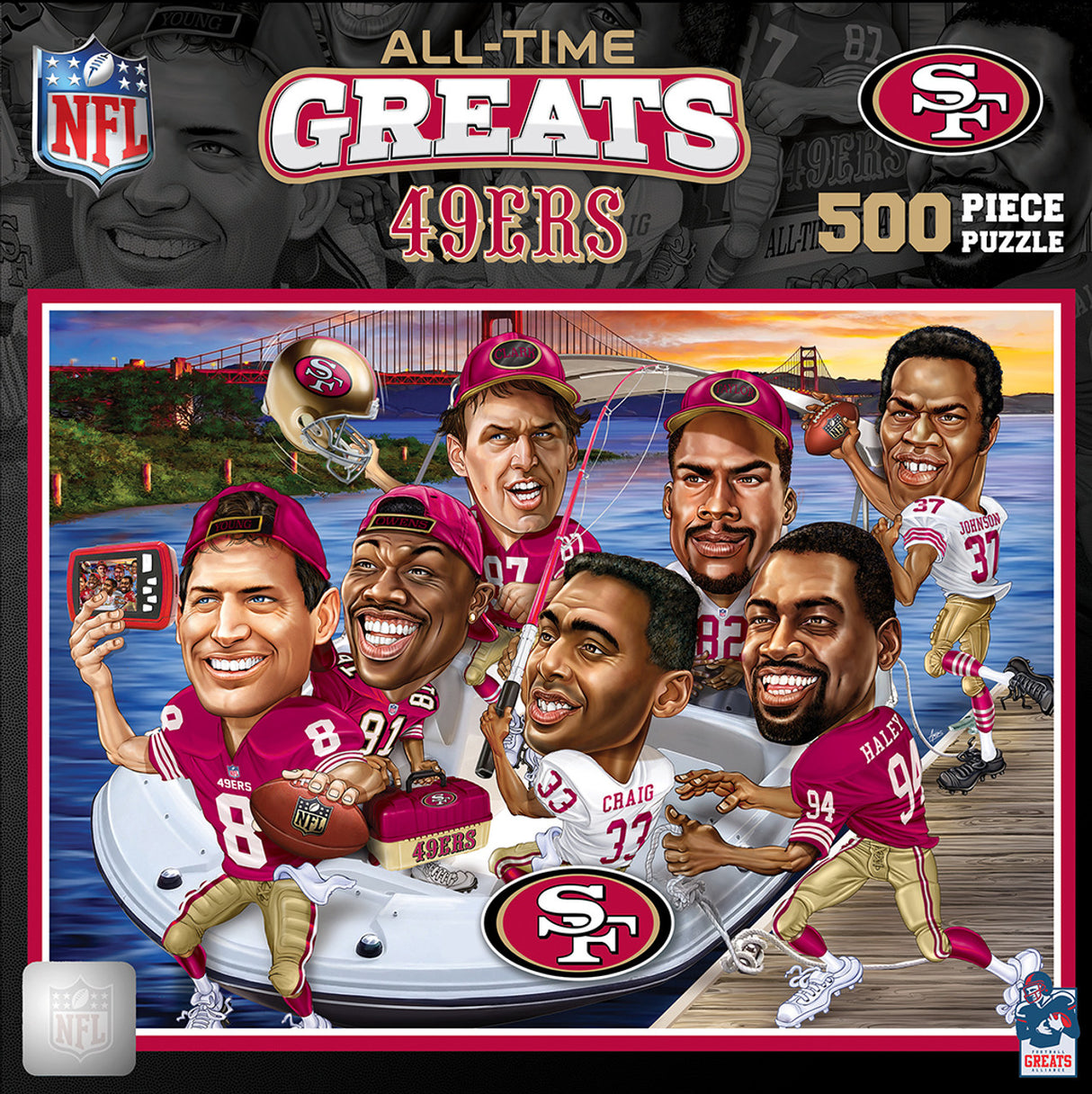 Masterpieces Puzzle Company San Francisco 49ers All-Time Greats 500 Piece Puzzle Fan Gear NFL San Francisco 49ers