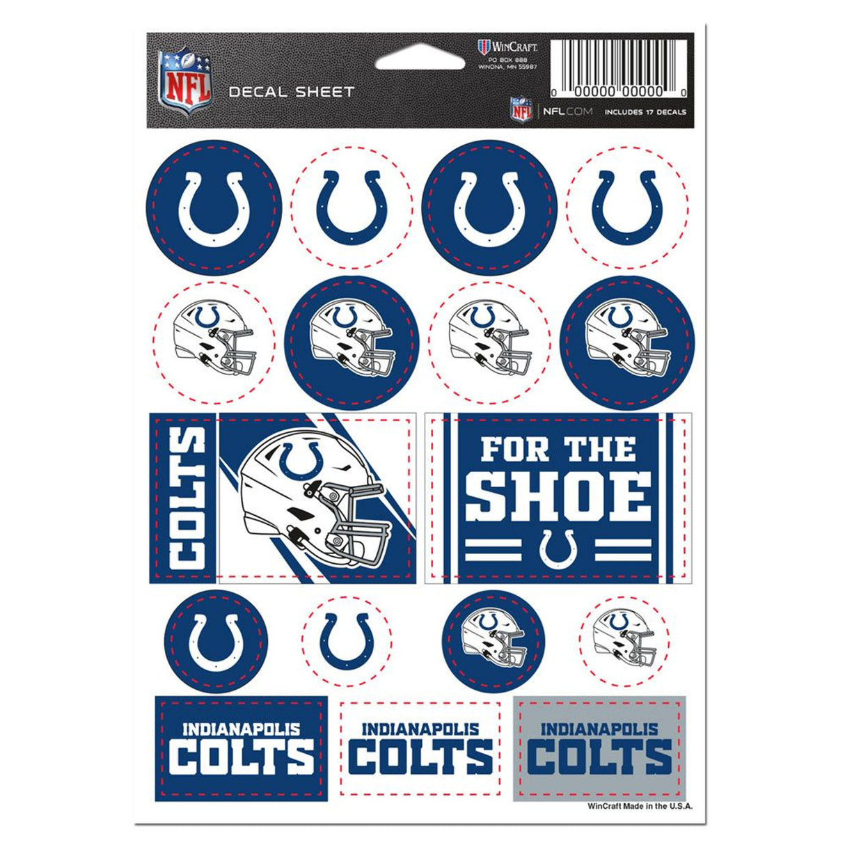 Wincraft Indianapolis Colts Vinyl Decal Sheet 5x7 Fan Gear NFL Indianapolis Colts