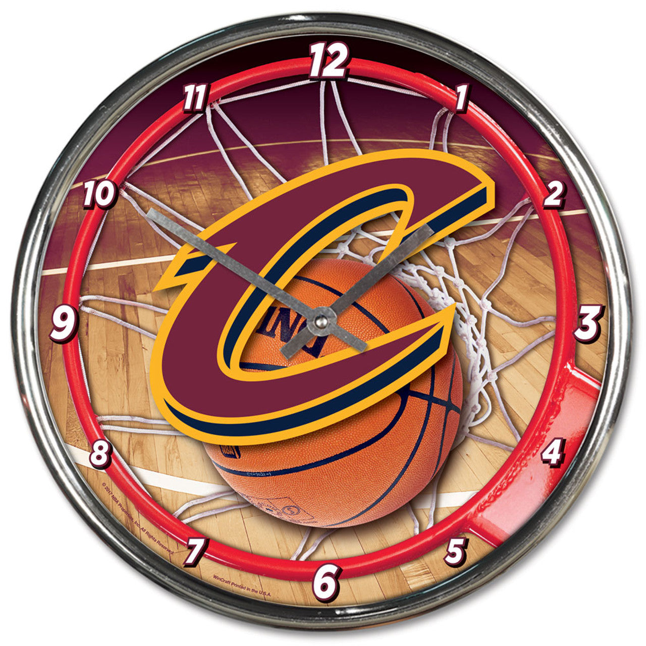 Wincraft Cleveland Cavaliers Chrome Round Wall Clock Fan Gear NBA Cleveland Cavaliers