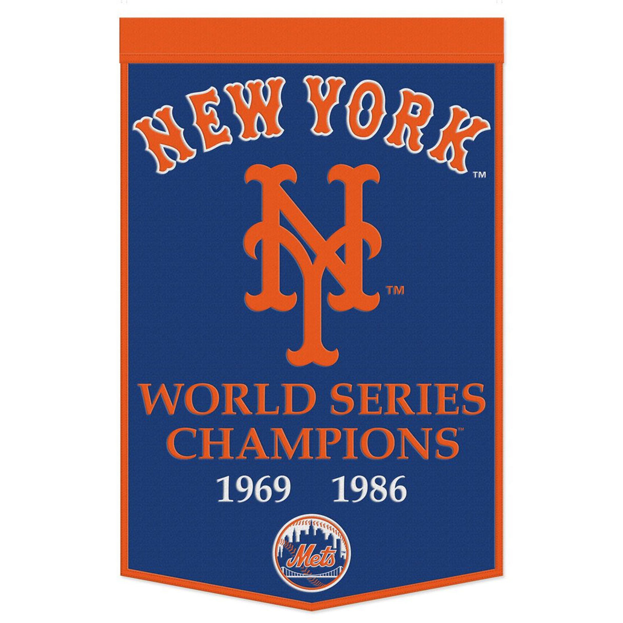 Wincraft New York Mets Dynasty Champ Design Wool Banner 24x38 - Special Order Fan Gear MLB New York Mets