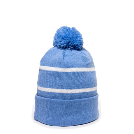 Outdoor Cap KNF-100 Striped Beanie with Black Fleece Lining & Pom Unisex Accessories Hats & Caps