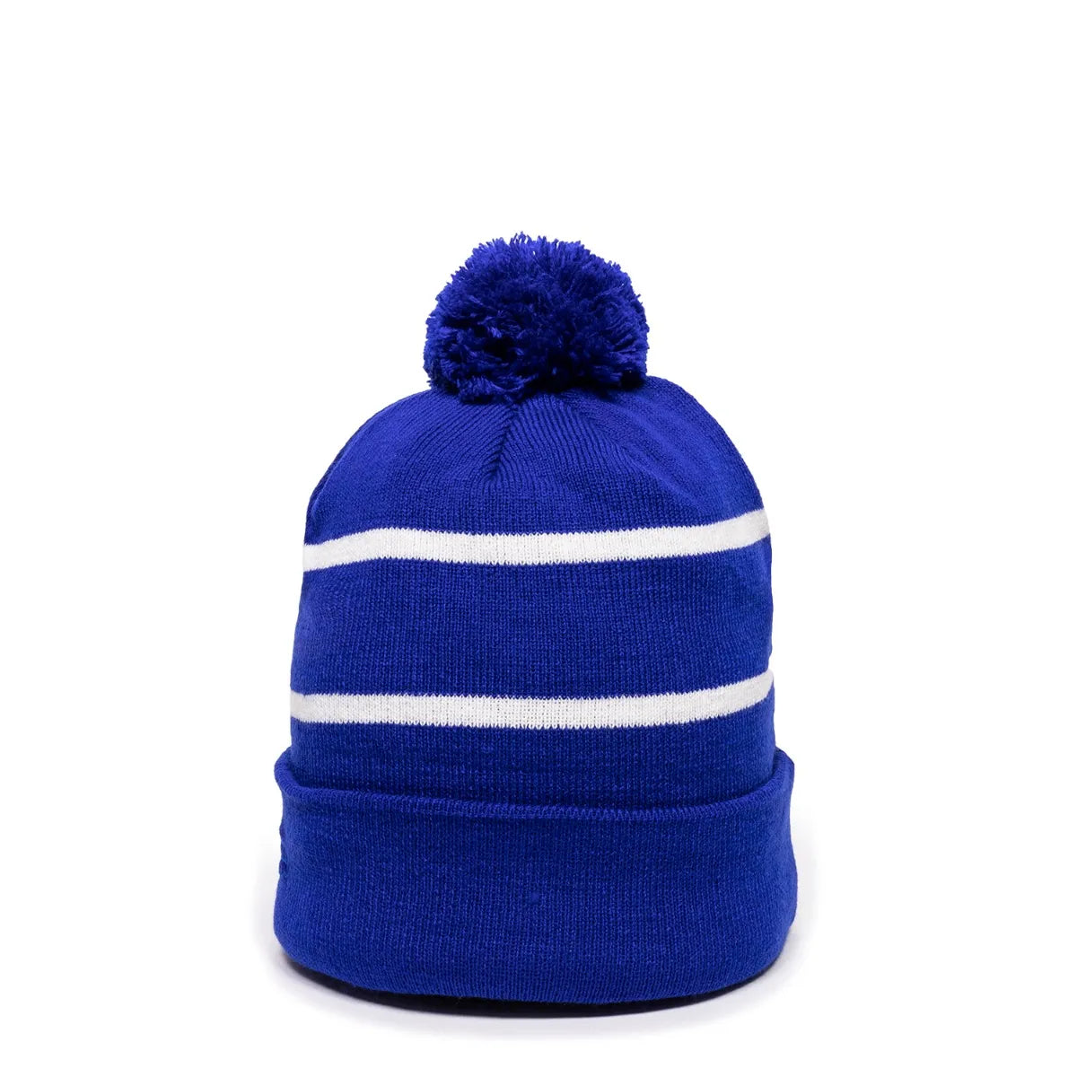 Outdoor Cap KNF-100 Striped Beanie with Black Fleece Lining & Pom-2