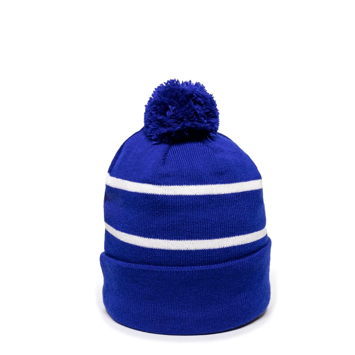 Outdoor Cap KNF-100 Striped Beanie with Black Fleece Lining & Pom Unisex Accessories Hats & Caps