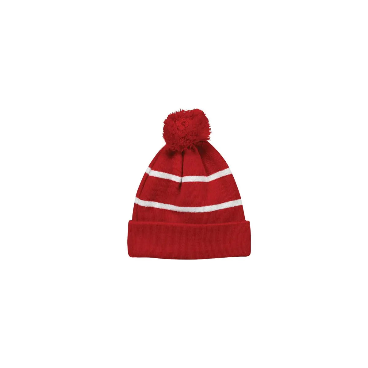 Outdoor Cap KNF-100 Striped Beanie with Black Fleece Lining & Pom Unisex Accessories Hats & Caps