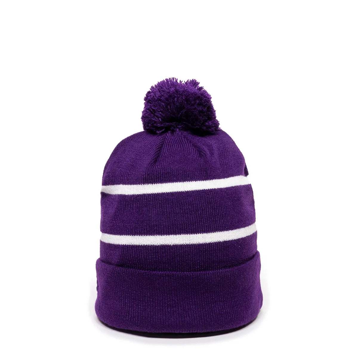 Outdoor Cap KNF-100 Striped Beanie with Black Fleece Lining & Pom Unisex Accessories Hats & Caps
