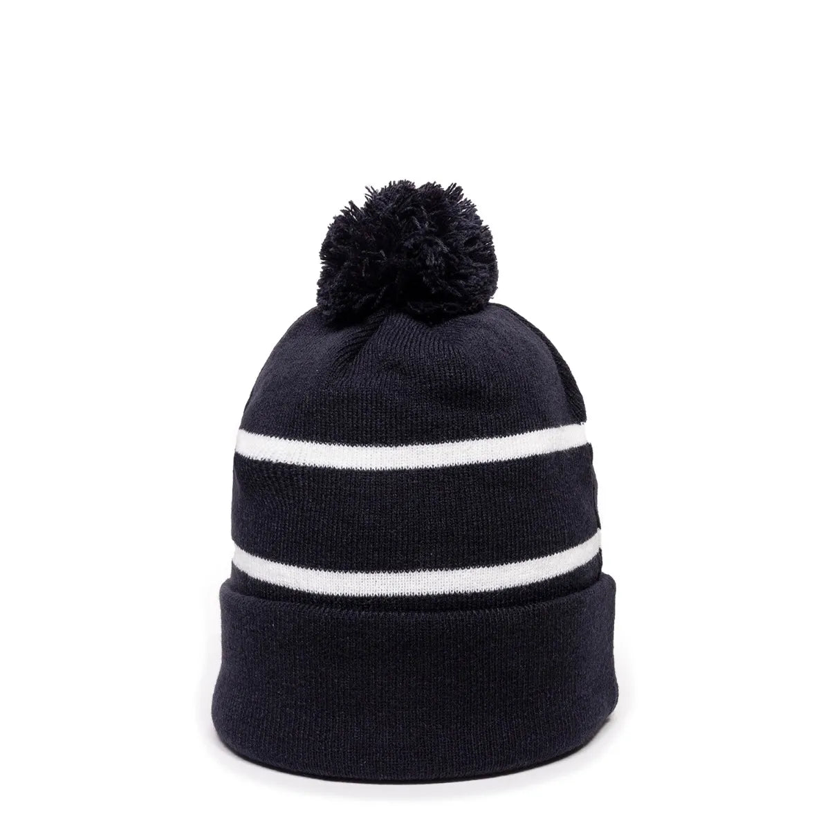 Outdoor Cap KNF-100 Striped Beanie with Black Fleece Lining & Pom Unisex Accessories Hats & Caps