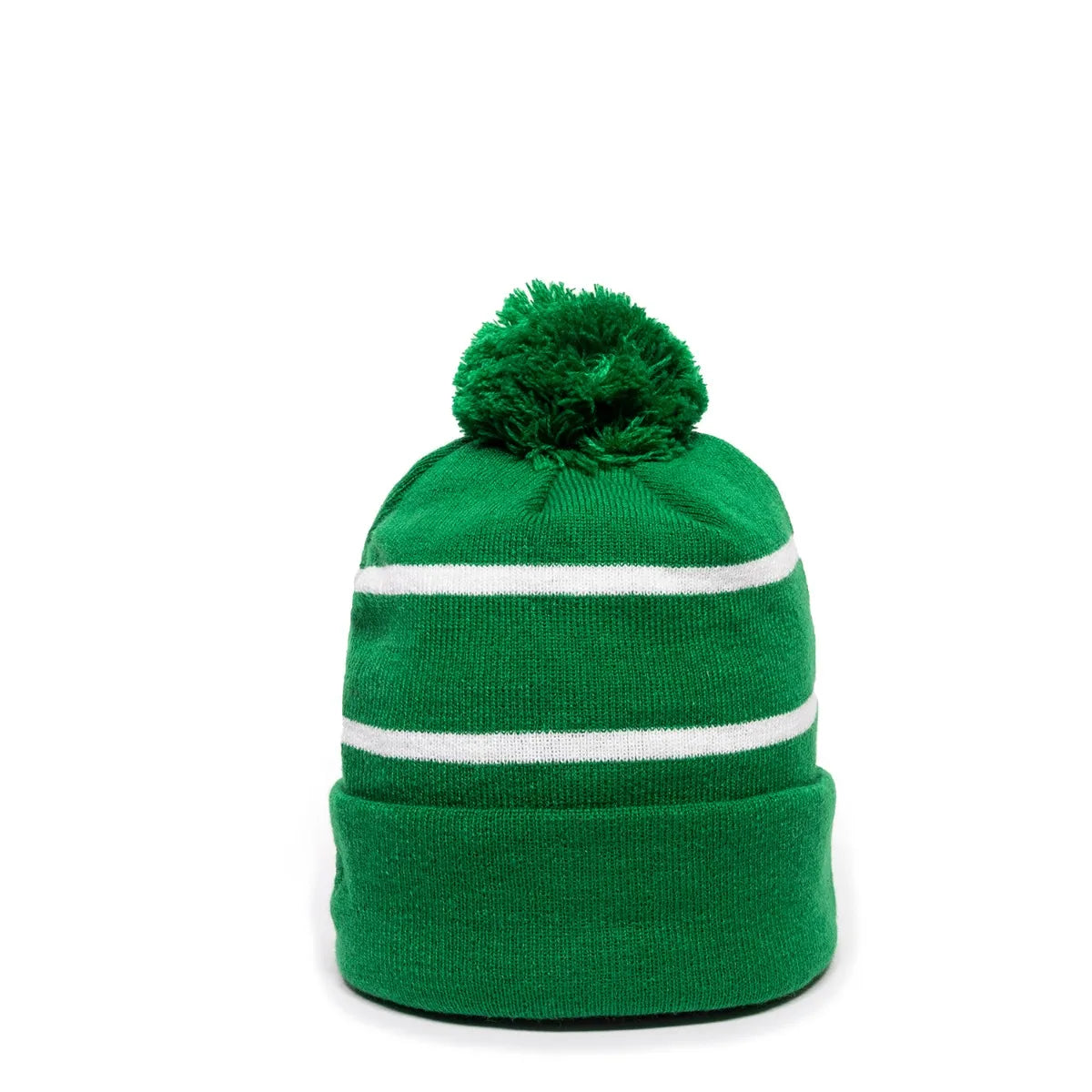 Outdoor Cap KNF-100 Striped Beanie with Black Fleece Lining & Pom Unisex Accessories Hats & Caps