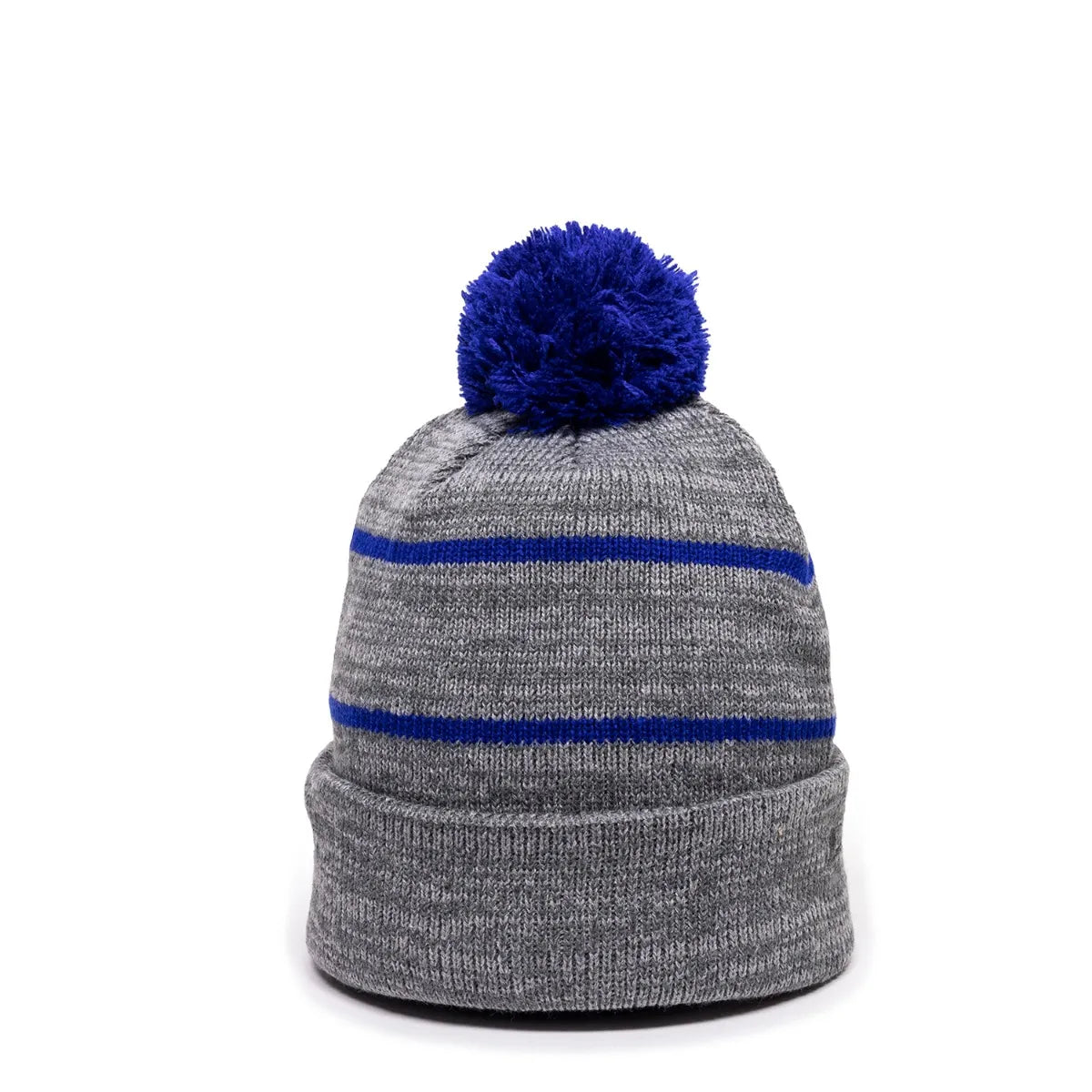 Outdoor Cap KNF-100 Striped Beanie with Black Fleece Lining & Pom Unisex Accessories Hats & Caps