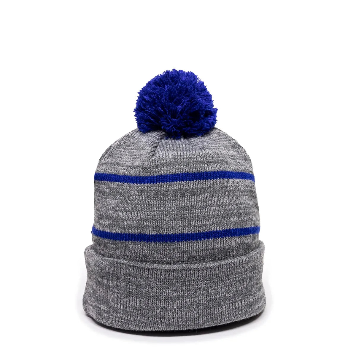 Outdoor Cap KNF-100 Striped Beanie with Black Fleece Lining & Pom-4