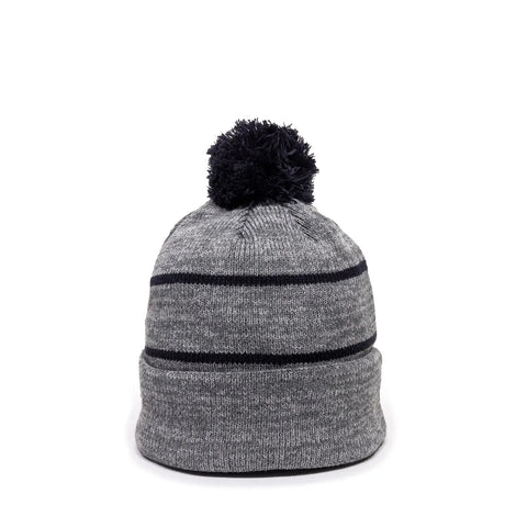 Outdoor Cap KNF-100 Striped Beanie with Black Fleece Lining & Pom Unisex Accessories Hats & Caps