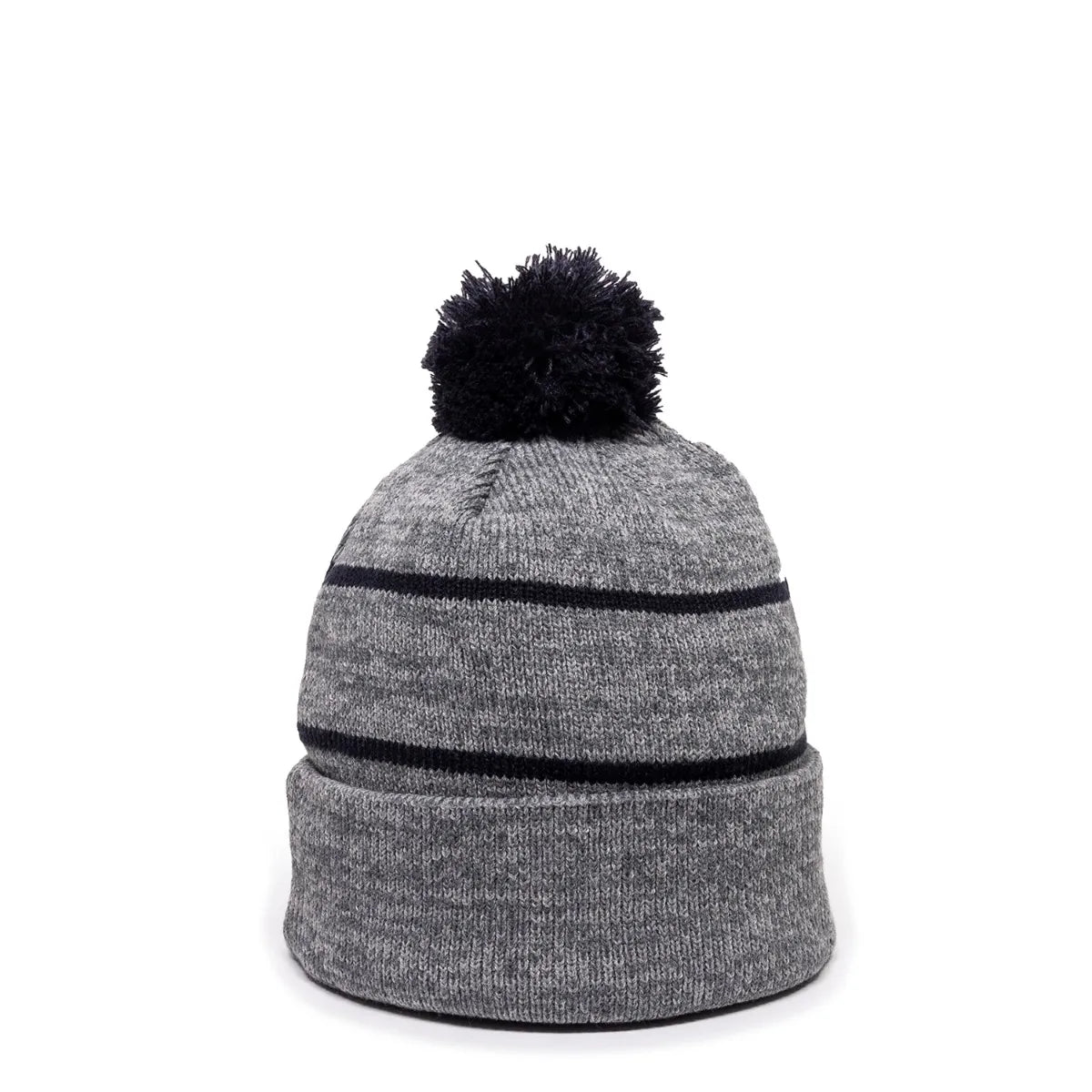 Outdoor Cap KNF-100 Striped Beanie with Black Fleece Lining & Pom-4