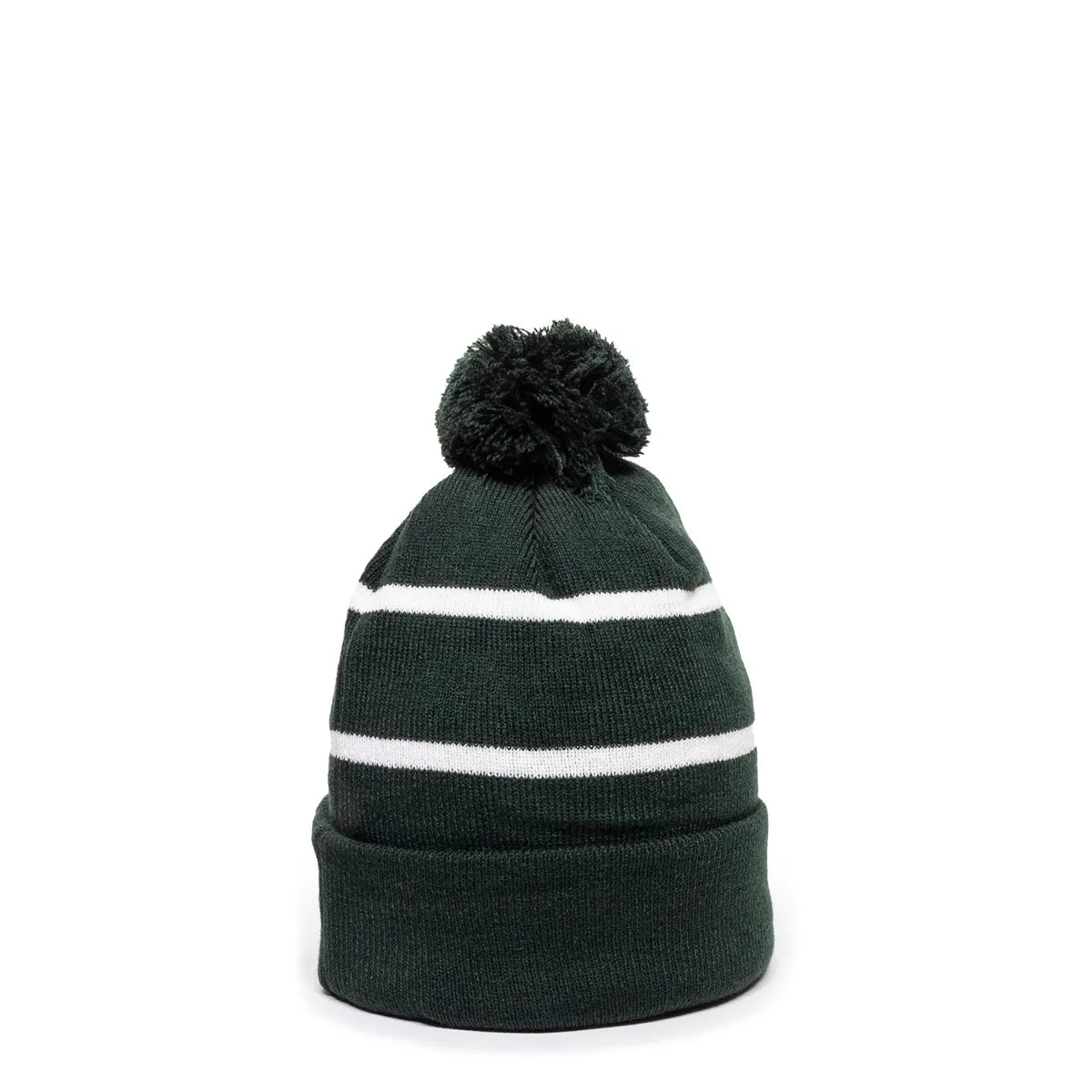 Outdoor Cap KNF-100 Striped Beanie with Black Fleece Lining & Pom Unisex Accessories Hats & Caps