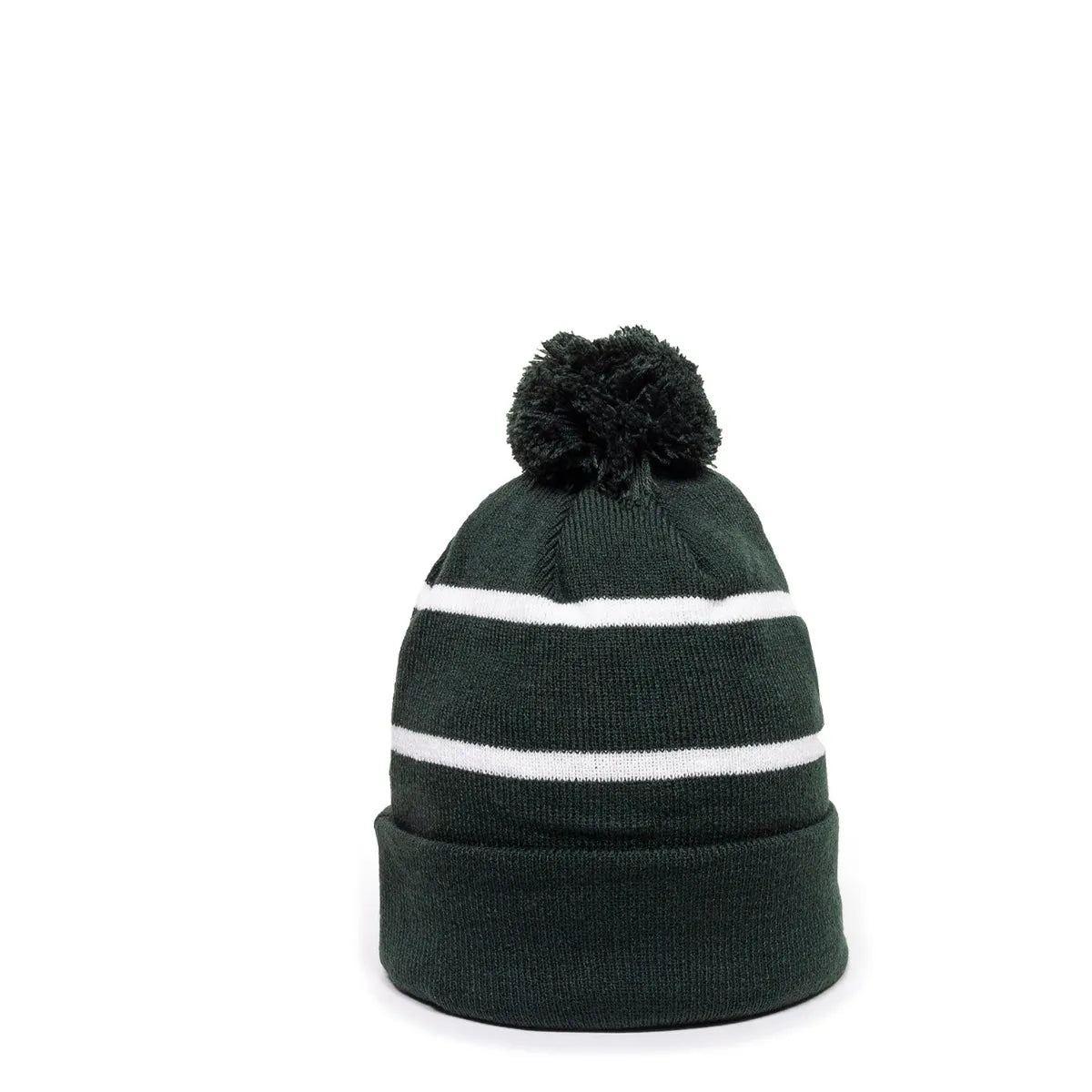 Outdoor Cap KNF-100 Striped Beanie with Black Fleece Lining & Pom Unisex Accessories Hats & Caps