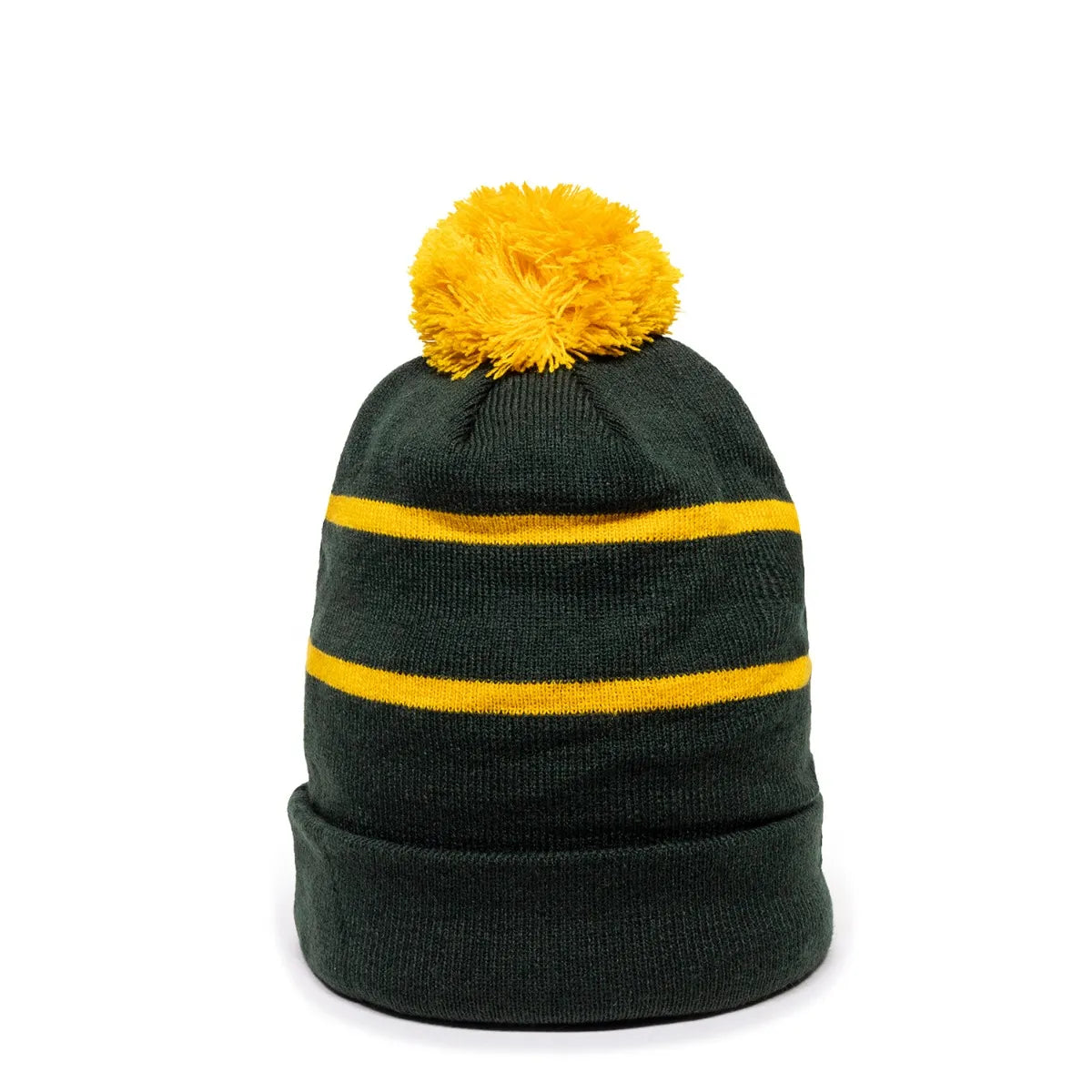 Outdoor Cap KNF-100 Striped Beanie with Black Fleece Lining & Pom Unisex Accessories Hats & Caps
