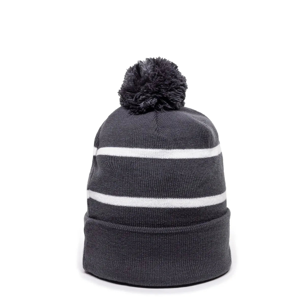 Outdoor Cap KNF-100 Striped Beanie with Black Fleece Lining & Pom-1