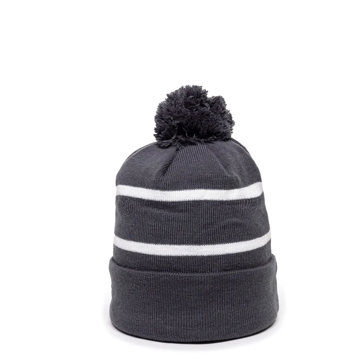 Outdoor Cap KNF-100 Striped Beanie with Black Fleece Lining & Pom-2