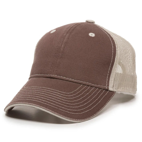 Outdoor Cap GWT-101M Cotton Twill Garment Washed Structured Trucker Hat Unisex Accessories Hats & Caps