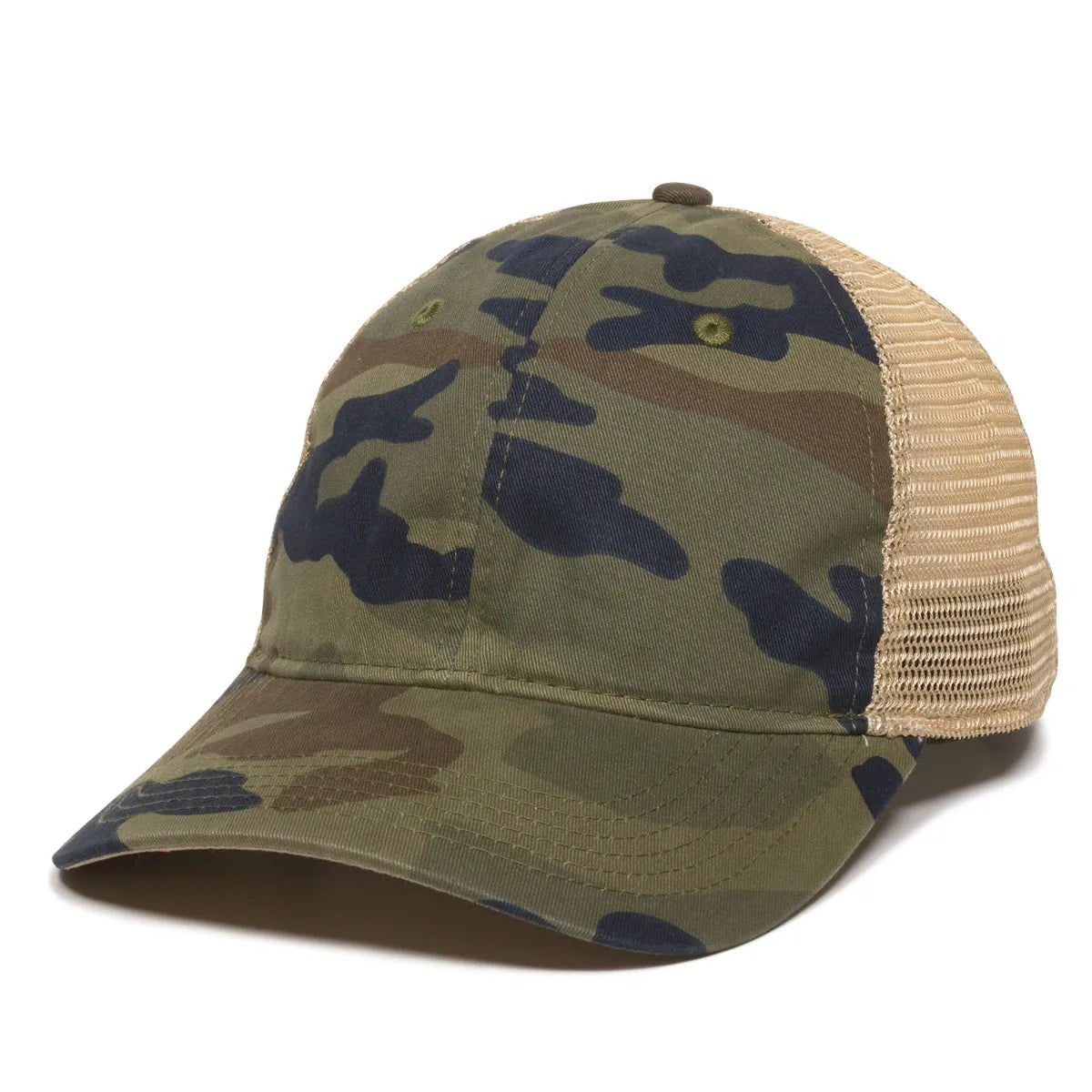 Outdoor Cap PWT-200M Tea-Stained Unstructured Trucker Hat Unisex Accessories Hats & Caps